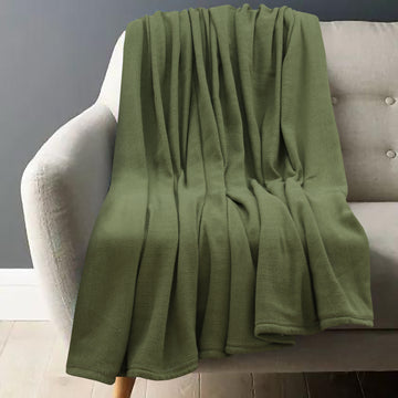 Grass Green Cotton Thermal Throw – 72x90 Inches | Breathable & Lightweight