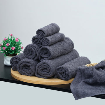 Pack of 10 Charcoal Towel Set by Mifa Hub π€β¨ β 2 Bath Towels, 4 Hand Towels, & 4 Face Towels