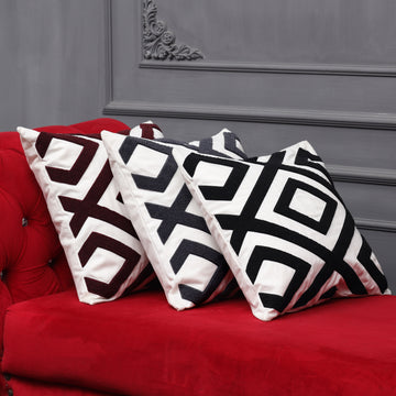 Pack of 2 Luxury Punched Needle Cushion Covers 18x18 inches