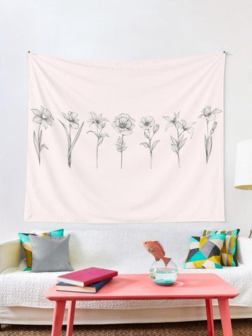Elegant Black Flowers Wall Hanging Tapestry – 50x60 Inches