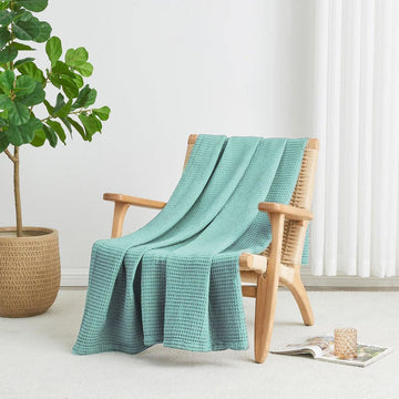 Mint Single Cotton Waffle Weave Blanket,Throw 72x90 inches