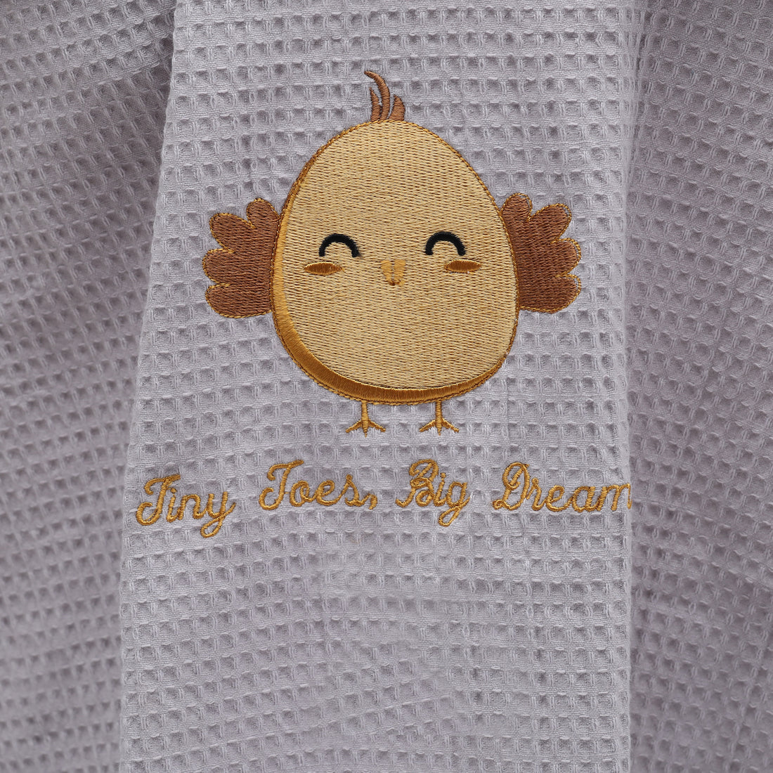 Sparrow Embroidered Baby Waffle Blanket – Breathable Cotton-36x45”