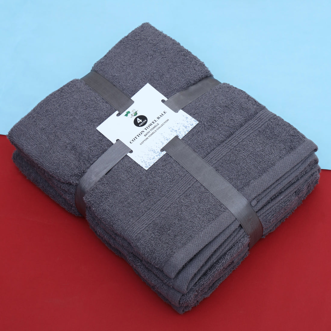 Charcoal Pack of 4 Luxury Cotton Towels- 2 Hand Towels & 2 Bath Towels