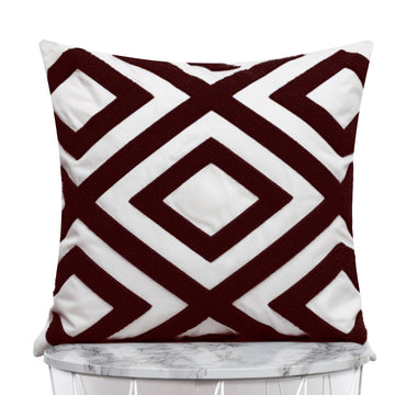 Maroon Pack of 2 Luxury Punched Needle Cushion Covers 18x18 inches