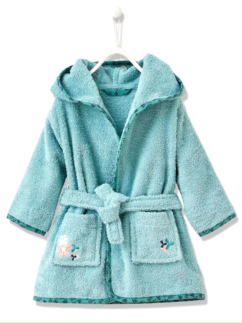 Deer Hooded Baby Bathrobe – Turquoise (Ages 9 Months to 3 Years)