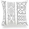 Hofdeco African Mudcloth Pillow Cover ONLY, Black Light Cream pack of 4