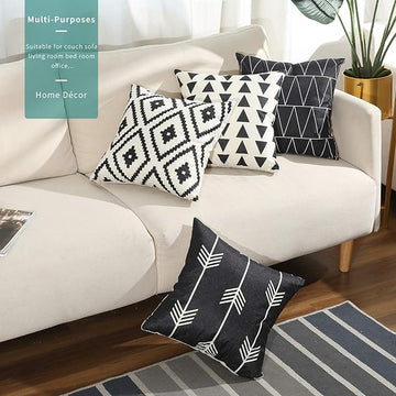 Tosewever Set of 4 Decorative Throw Pillow Covers - Modern Pattern Linen Square Pillow Cushion Case for Sofa Couch Bed Home Outdoor