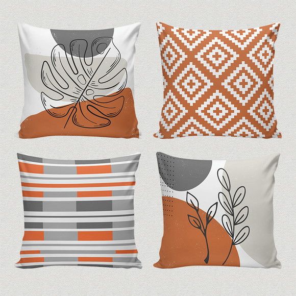 orange boho pack of 4 cushion covers