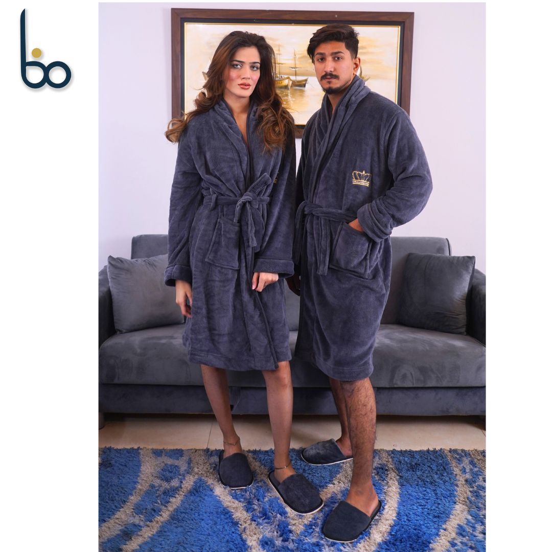 Mifa’s King & Queen Fleece Lounge Robe With Slippers