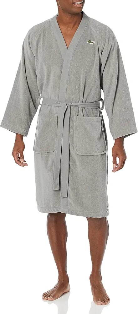 Luxurious GREY Lacoste Kimono Unisex Bathrobe