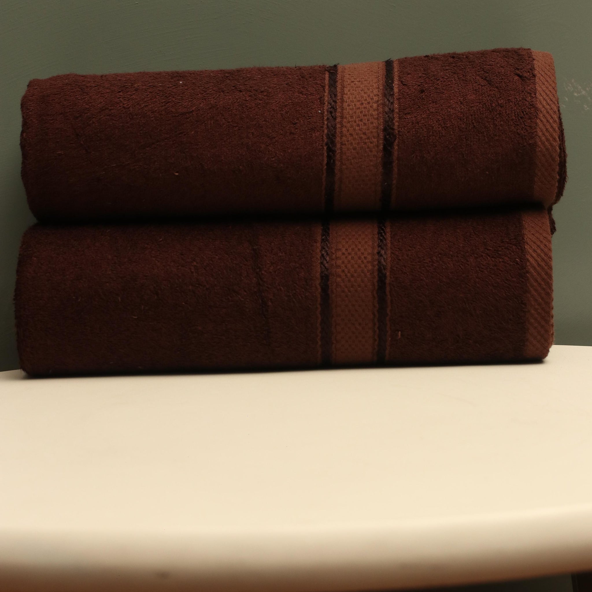 Pack of 2 Chocolate Bamboo Twisted Yarn Bath Towels - 100% Cotton (27 x 54 inches)