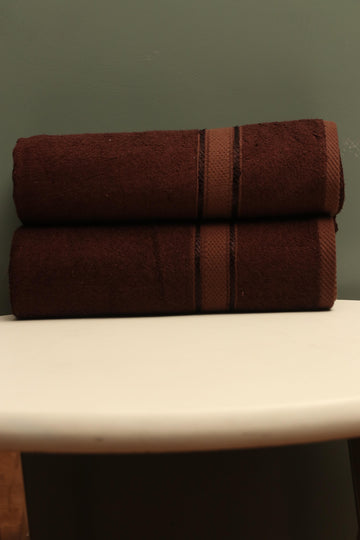 Pack of 2 Chocolate Bamboo Twisted Yarn Bath Towels - 100% Cotton (27 x 54 inches)