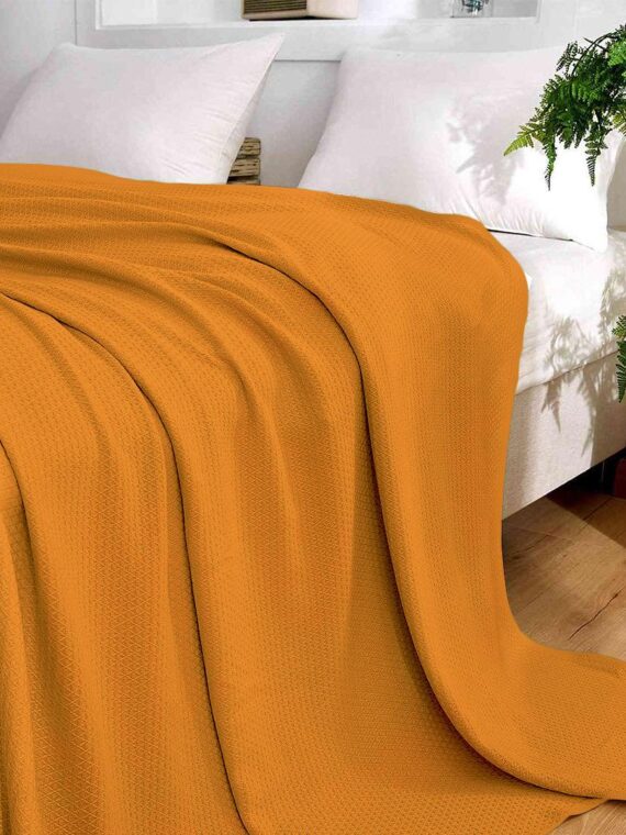 Orange Cozy Cotton Thermal Blanket by Mifa Hub – Soft & Breathable, All-Season Comfort