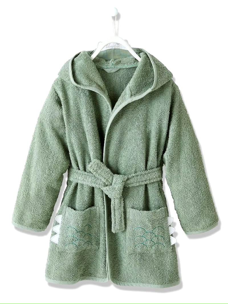 Crocodile Hooded Kids Bathrobe – Green (Ages 4 to 10)