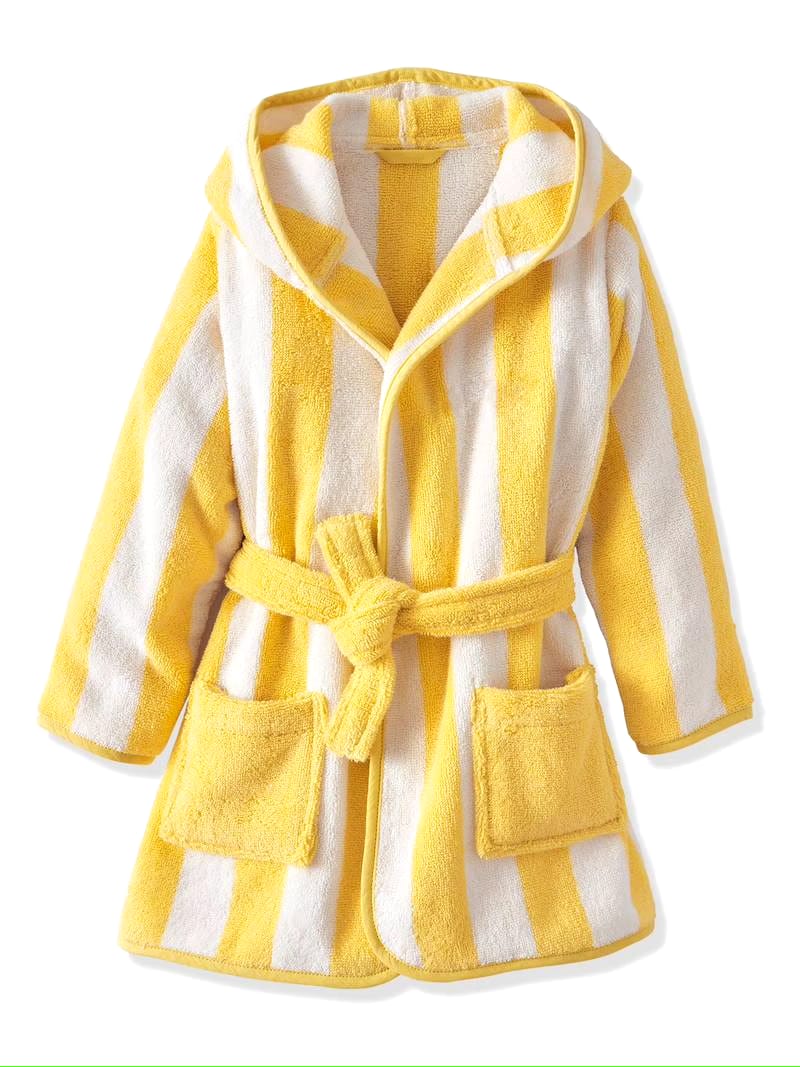 Hooded Striped Kids Bathrobe – Yellow (Ages 4 to 12)