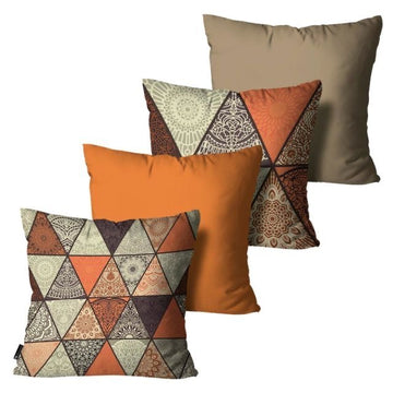 Rustic Mandala Design Printed Cushion Covers Pack of 4