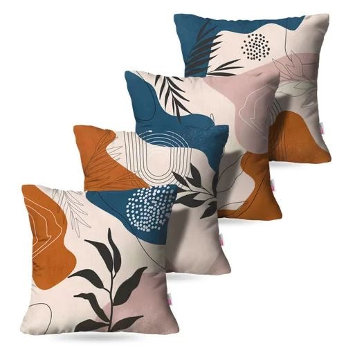 Floral Chic Lines Printed Cushion Covers Pack of 4
