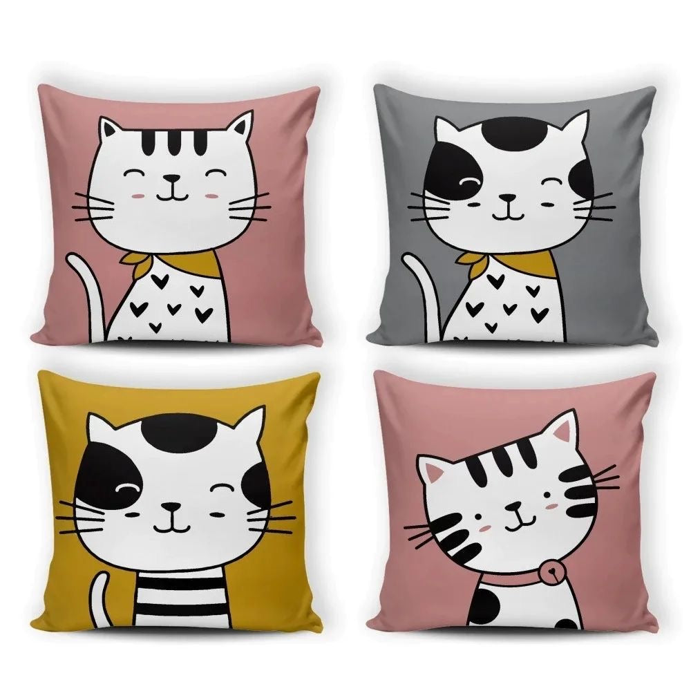 Hello Kiti Printed Cushion Covers Pack of 4