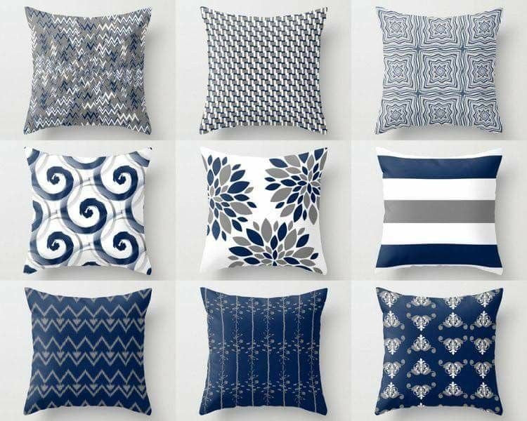 Midern Blue Ludlz Printed Cushion Covers Pack of 9