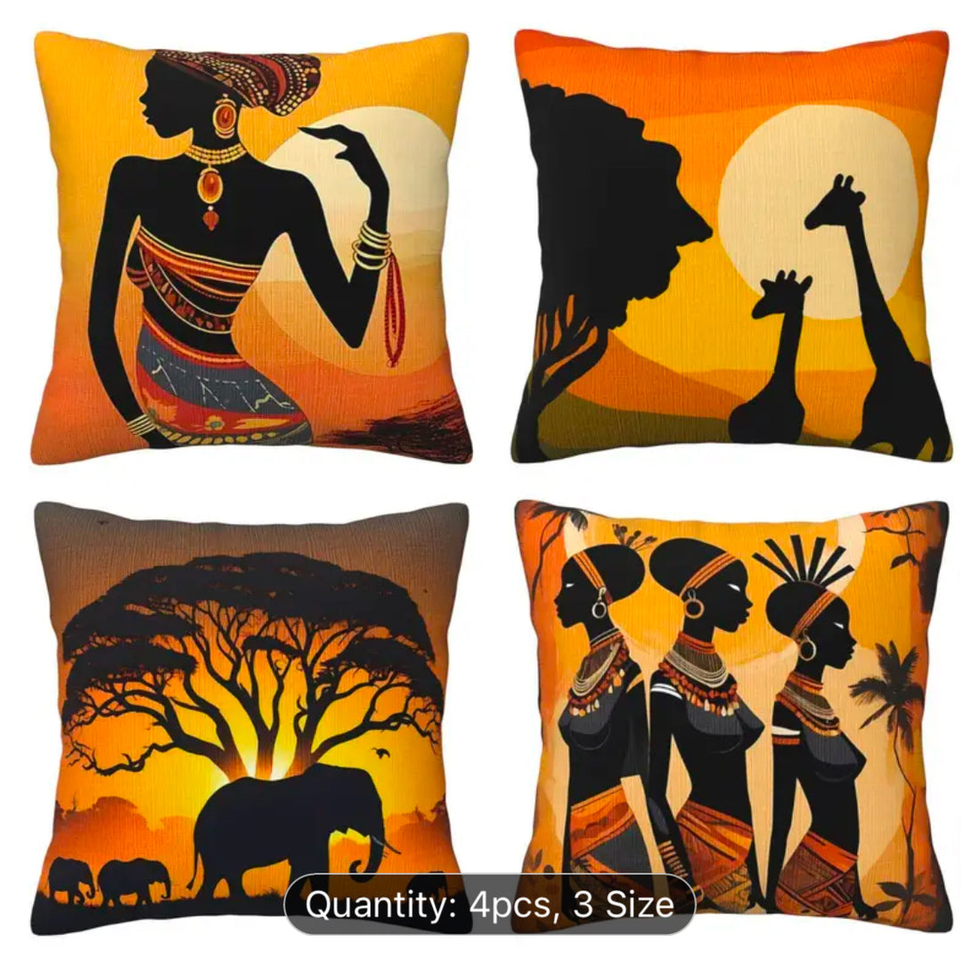 Egyptian Vintage Printed Cushion Covers Pack of 4