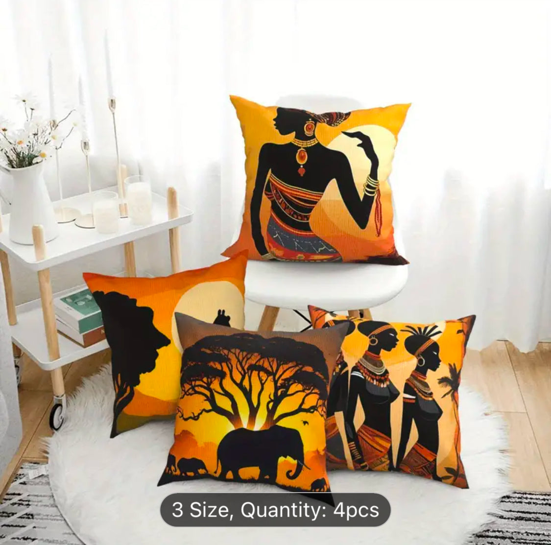 Egyptian Vintage Printed Cushion Covers Pack of 4