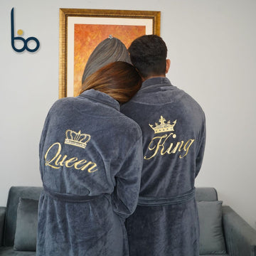 Mifa’s King & Queen Fleece Lounge Robe With Slippers