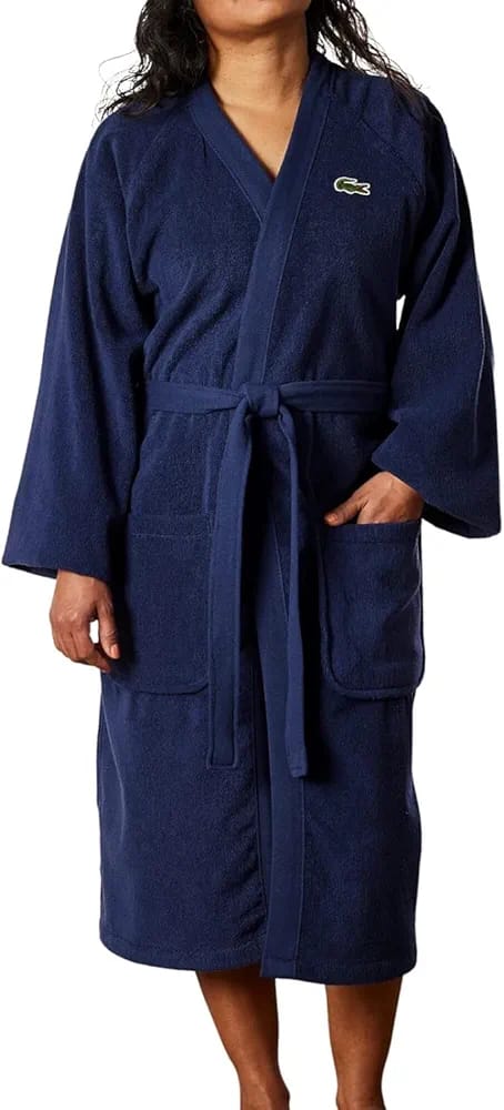 Luxurious NAVY BLUE Lacoste Kimono Unisex Bathrobe