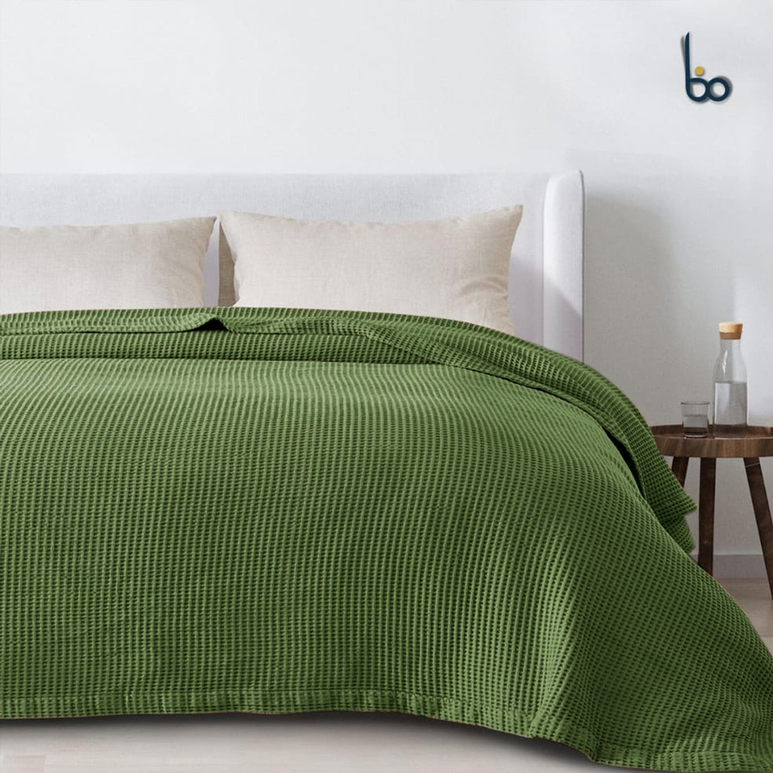 Sage Cotton Waffle Weave Blanket | Lightweight | Breathable | Summer | AC Comforter