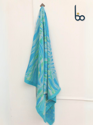 Leaf Printed Dyed Yarn Bath Towel | 35 x 70 inches | 100% Cotton | Mifa Hub