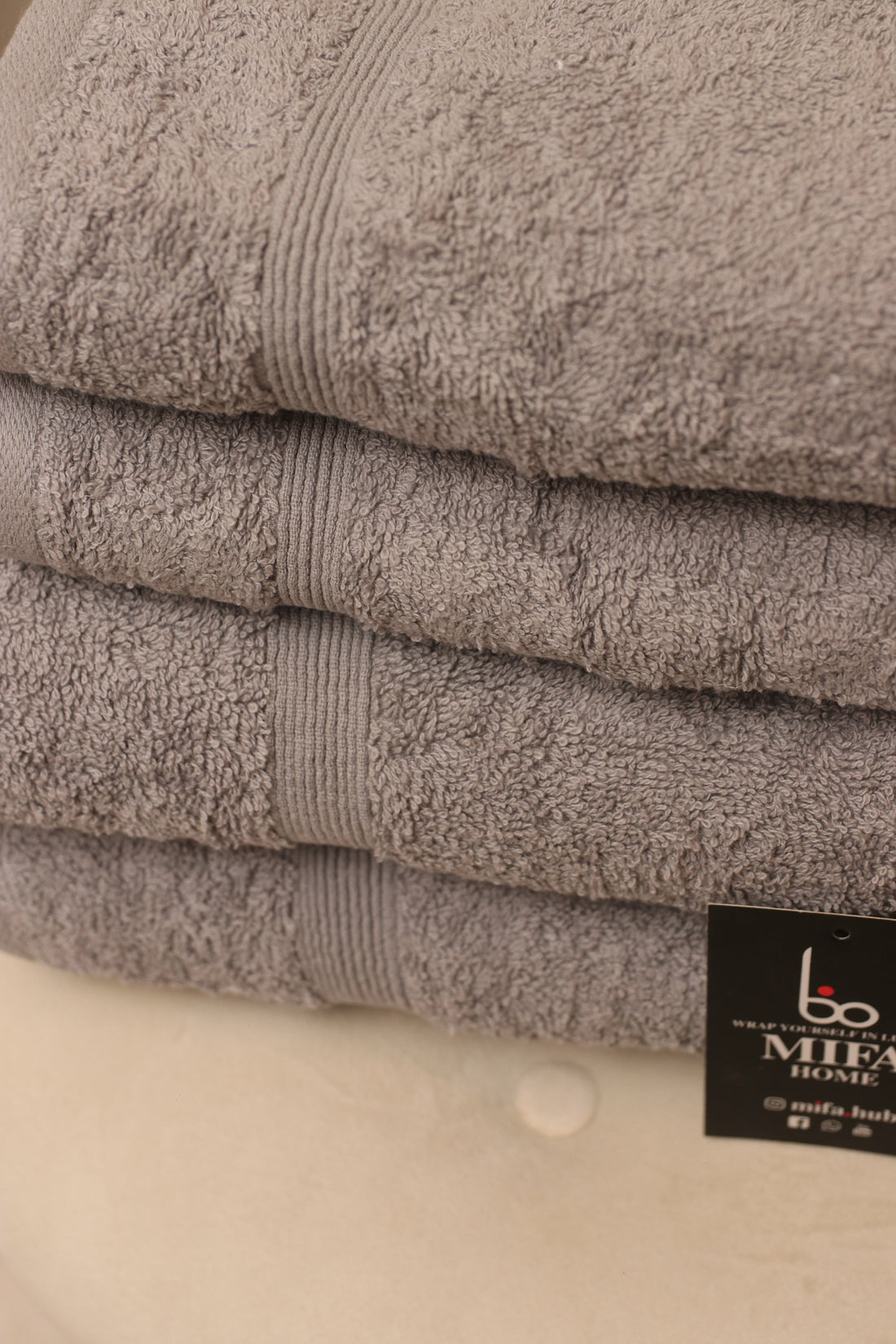 Silver Pack of 4 Luxury Cotton Towels- 2 Hand Towels & 2 Bath Towels