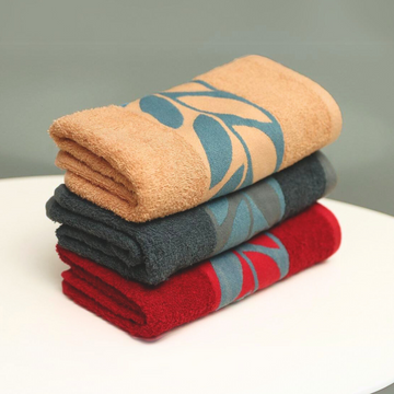 Premium Leaf Jacquard Hand Towel - 100% Egyptian Cotton, 20x40 inches, Super Absorbent, Available in 3 Colors