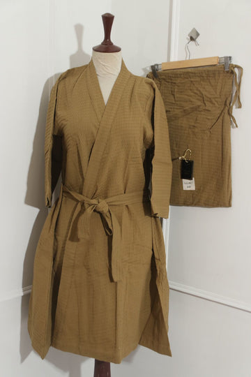 Women's Lightweight Brown Waffle Bathrobe - Mid-Length, Comfortable & Stylish Loungewear