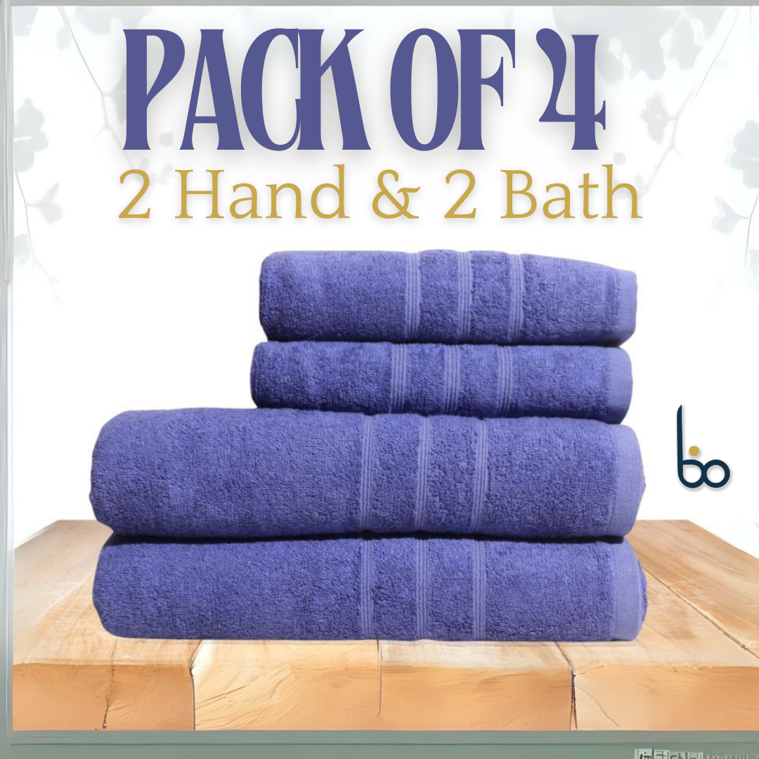 Luxurious 4-Piece Cotton Towel Set | Bamboo Twisted Yarn | Mifa Hub